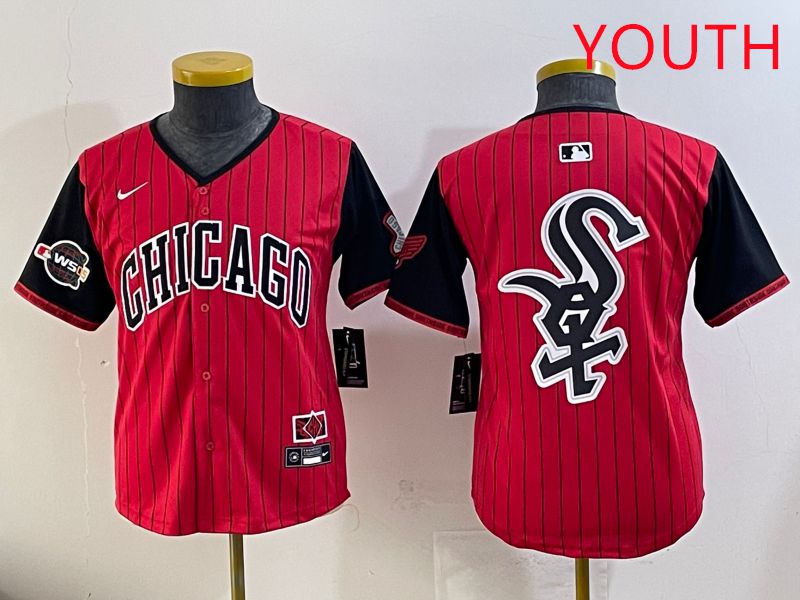Youth Chicago White Sox Blank Red Stripe Joint Name Nike 2025 MLB Jersey style 23->youth mlb jersey->Youth Jersey